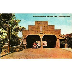 Old National Road Covered Bridge Postcard Guernsey County Cambridge Ohio 1828-19